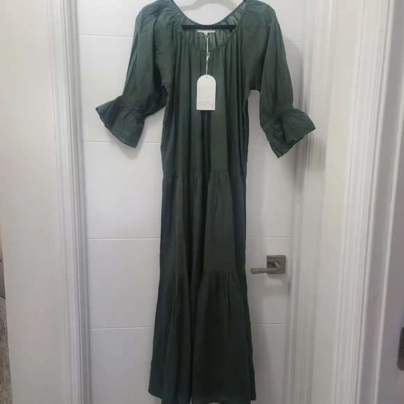 Daughters of India Sahana Gown Emerald Green Size Small Dress Handmade Cotton - Picture 10 of 10